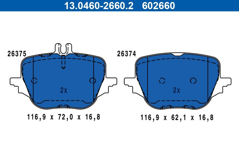 SET PLACUTE FRANA ATE 13.0460-2660.2 - Compatibil cu MERCEDES-BENZ