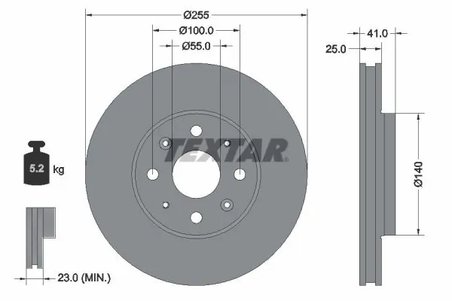 DISC FRANA TEXTAR 92352103 - Compatibil cu BYD