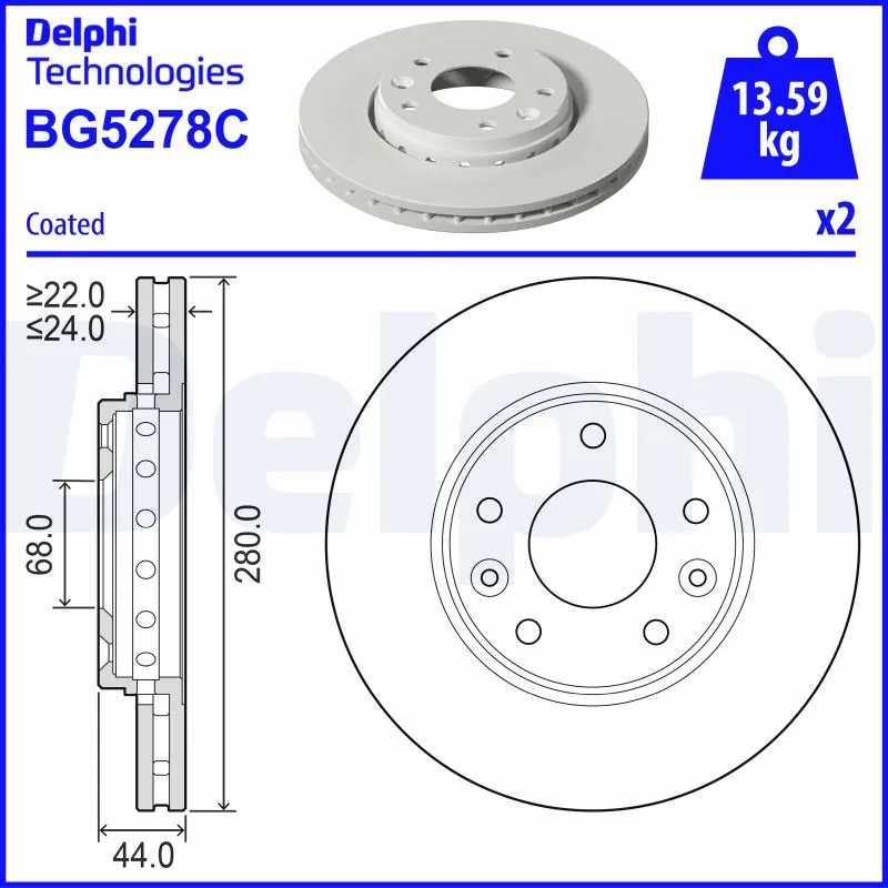DISC FRANA DELPHI BG5278C - Compatibil cu RENAULT
