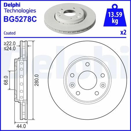DISC FRANA DELPHI BG5278C - Compatibil cu RENAULT