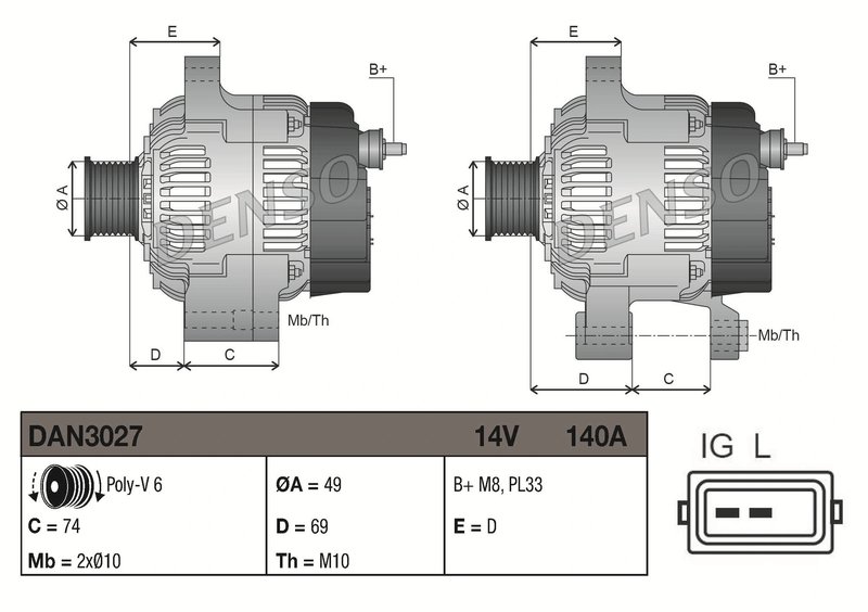 Alternator Denso DAN3027