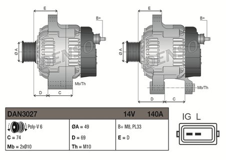 Alternator Denso DAN3027