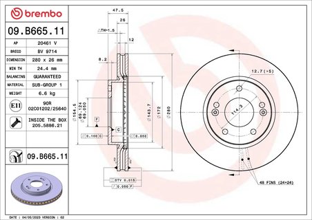 DISC FRANA BREMBO 09.B665.11 - Compatibil cu HYUNDAI (BEIJING), KIA, KIA (DYK), NAZA