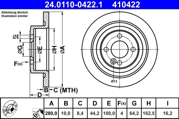 DISC FRANA ATE 24.0110-0422.1 - Compatibil cu MINI