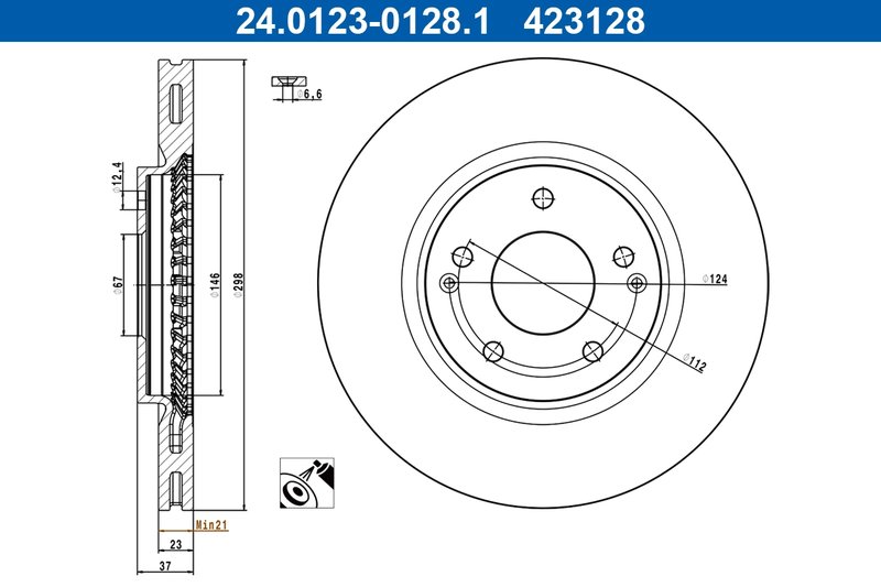 DISC FRANA ATE 24.0123-0128.1 - Compatibil cu SSANGYONG