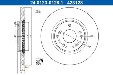 DISC FRANA ATE 24.0123-0128.1 - Compatibil cu SSANGYONG