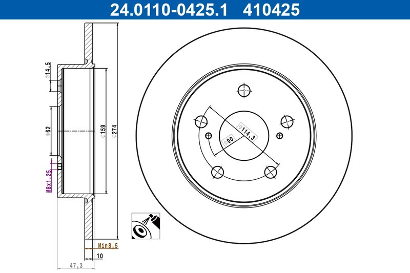 DISC FRANA ATE 24.0110-0425.1 - Compatibil cu SUZUKI, TOYOTA