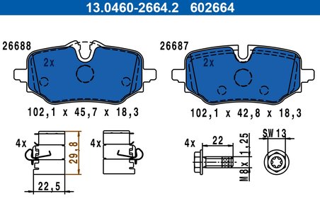Set placute frana ATE 13.0460-2664.2