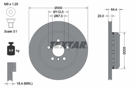 DISC FRANA TEXTAR 92305025 - Compatibil cu BMW, BMW (BRILLIANCE)