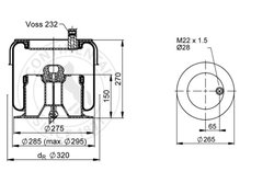 BURDUF SUSPENSIE PNEUMATICA CONTITECH AIR SPRING SK 175-605 P02 - Piesa auto compatibila cu mai multe marci