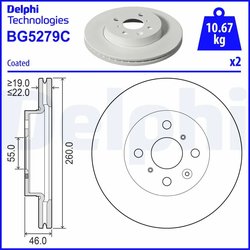 DISC FRANA DELPHI BG5279C - Compatibil cu TOYOTA