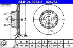 DISC FRANA ATE 24.0124-0264.2 - Compatibil cu BMW, TOYOTA