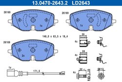 SET PLACUTE FRANA ATE 13.0470-2643.2 - Compatibil cu AUDI, CUPRA, FORD, SKODA, VW