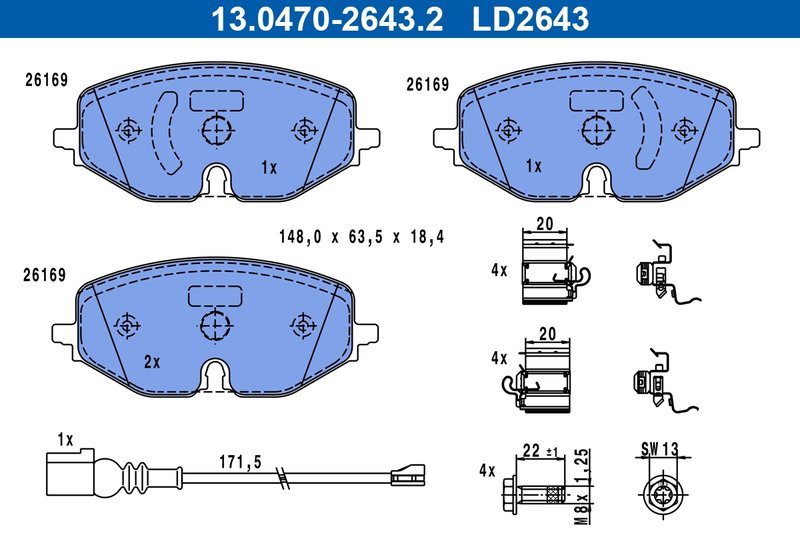 Set placute frana ATE 13.0470-2643.2