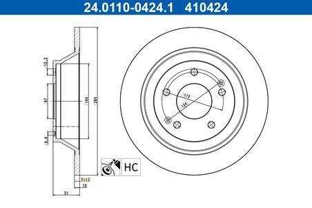 DISC FRANA ATE 24.0110-0424.1 - Compatibil cu SSANGYONG