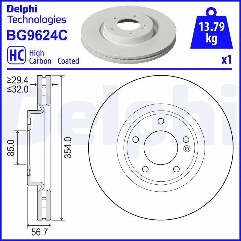 DISC FRANA DELPHI BG9624C - Compatibil cu MERCEDES-BENZ