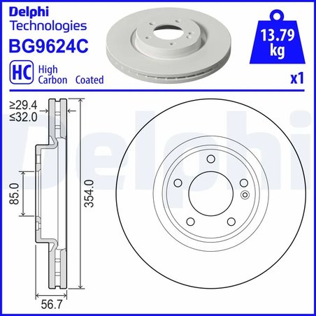 DISC FRANA DELPHI BG9624C - Compatibil cu MERCEDES-BENZ