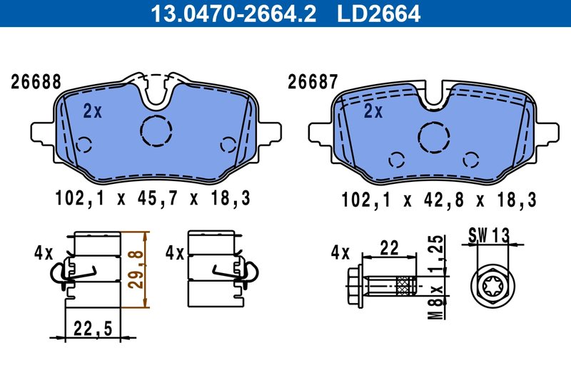 SET PLACUTE FRANA ATE 13.0470-2664.2 - Compatibil cu BMW, MINI