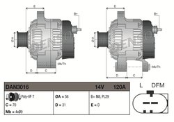 Alternator Denso DAN3016