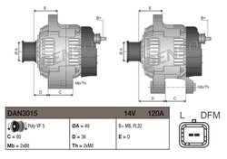ALTERNATOR DENSO DAN3015 - Compatibil cu NISSAN, OPEL, RENAULT, VAUXHALL, VOLVO