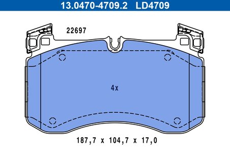 SET PLACUTE FRANA ATE 13.0470-4709.2 - Compatibil cu MERCEDES-BENZ