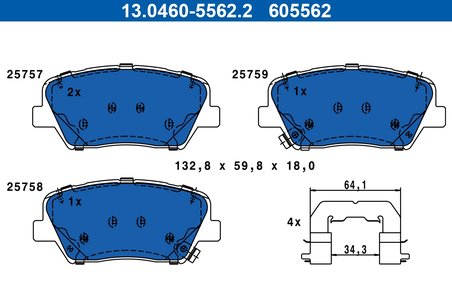 SET PLACUTE FRANA ATE 13.0460-5562.2 - Compatibil cu HYUNDAI, KIA