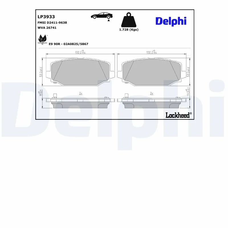 SET PLACUTE FRANA DELPHI LP3933 - Compatibil cu JEEP