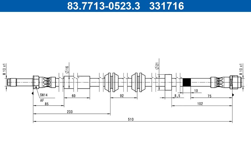 FURTUN FRANA ATE 83.7713-0523.3 - Compatibil cu MERCEDES-BENZ