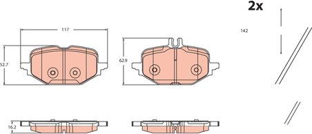 Set placute frana TRW GDB2472