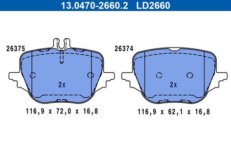 SET PLACUTE FRANA ATE 13.0470-2660.2 - Compatibil cu MERCEDES-BENZ
