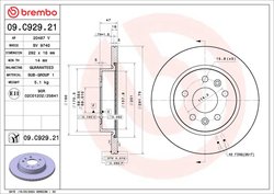 DISC FRANA BREMBO 09.C929.21 - Compatibil cu RENAULT