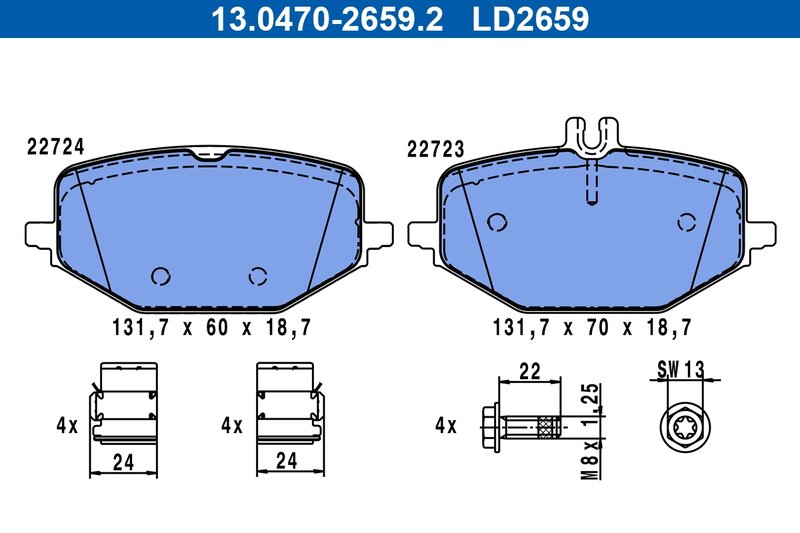 SET PLACUTE FRANA ATE 13.0470-2659.2 - Compatibil cu MERCEDES-BENZ