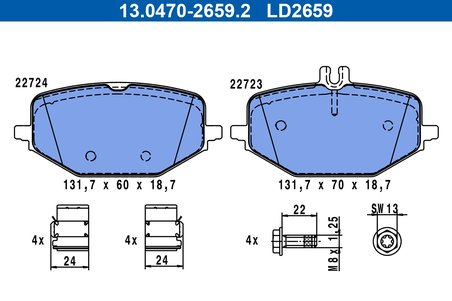SET PLACUTE FRANA ATE 13.0470-2659.2 - Compatibil cu MERCEDES-BENZ