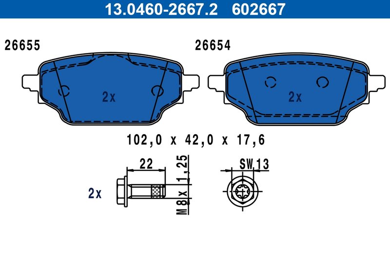Set placute frana ATE 13.0460-2667.2