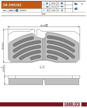 SET PLACUTE FRANA DANBLOCK DB 2905582 - Compatibil cu MAN