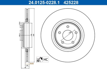 DISC FRANA ATE 24.0125-0228.1 - Compatibil cu FORD
