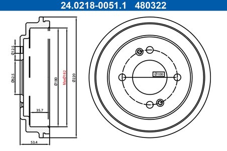 Tambur frana ATE 24.0218-0051.1