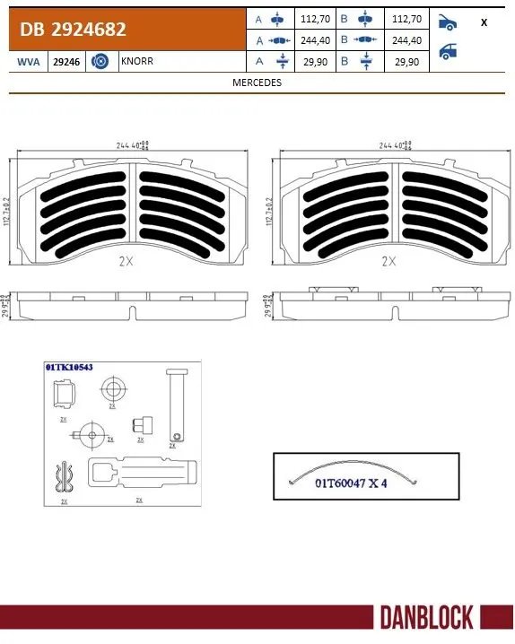 Set placute frana DANBLOCK DB 2924682