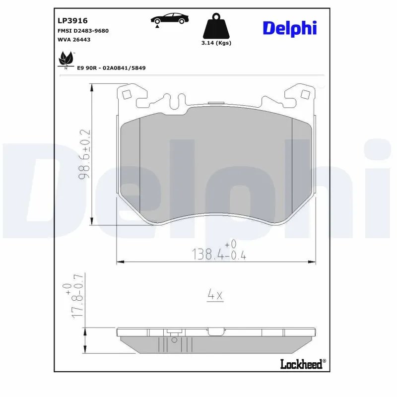 Set placute frana Delphi LP3916