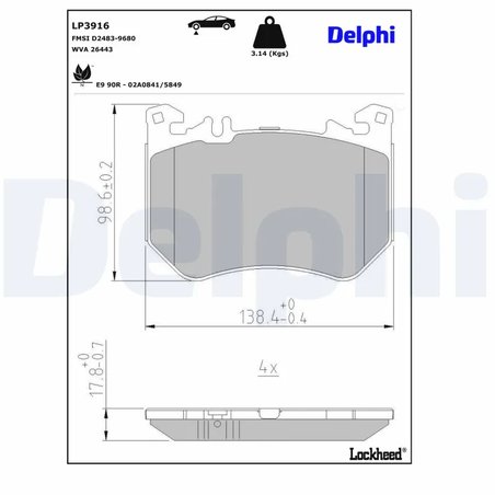 Set placute frana Delphi LP3916