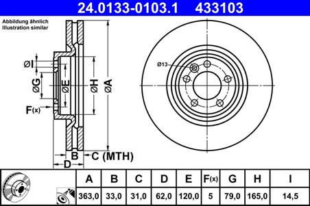 Disc frana ATE 24.0133-0103.1