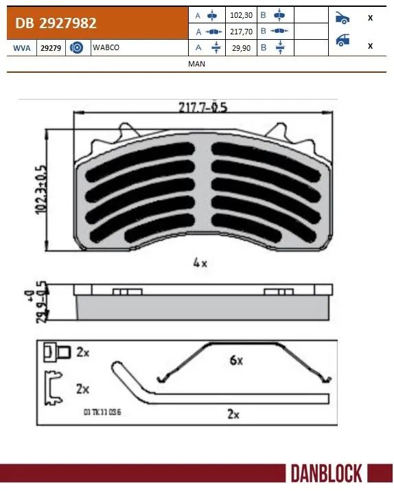 SET PLACUTE FRANA DANBLOCK DB 2927982 - Compatibil cu MAN