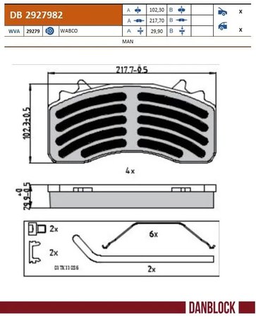 SET PLACUTE FRANA DANBLOCK DB 2927982 - Compatibil cu MAN