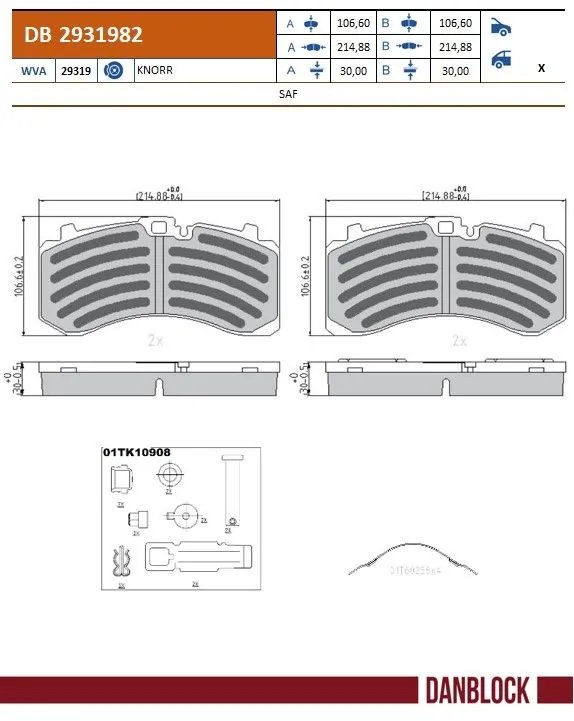 SET PLACUTE FRANA DANBLOCK DB 2931982 - Piesa auto compatibila cu mai multe marci