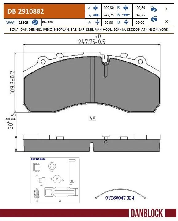 Set placute frana DANBLOCK DB 2910882