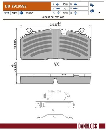 Set placute frana DANBLOCK DB 2919582