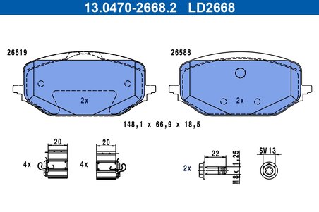 SET PLACUTE FRANA ATE 13.0470-2668.2 - Compatibil cu CITROEN, DS, OPEL, PEUGEOT, VAUXHALL