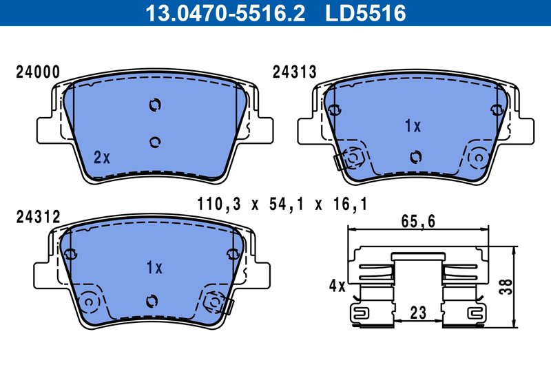 SET PLACUTE FRANA ATE 13.0470-5516.2 - Compatibil cu HYUNDAI