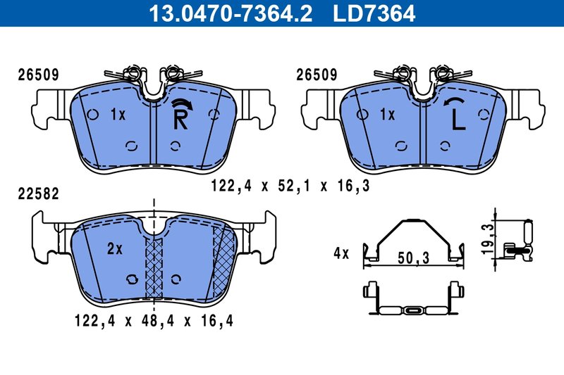 Set placute frana ATE 13.0470-7364.2