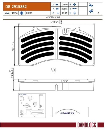 SET PLACUTE FRANA DANBLOCK DB 2915882 - Piesa auto compatibila cu mai multe marci